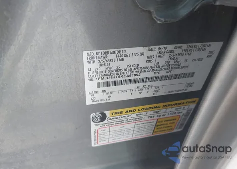 2019 Ford Expedition Xlt from USA, damaged, VIN 1FMJU1HT5KEA61892